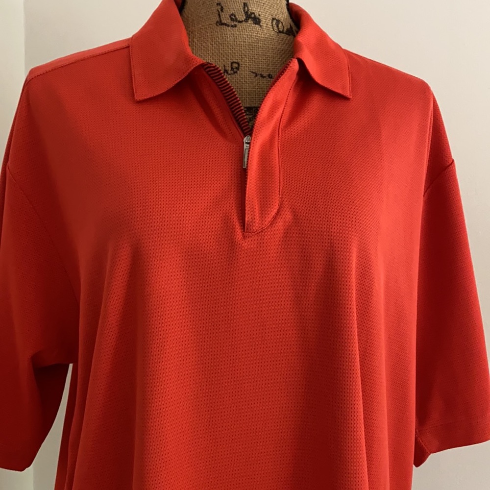 Nike Mens Golf Polo Shirt Short Sleeve FIT DRY Quarter Zip Red Large